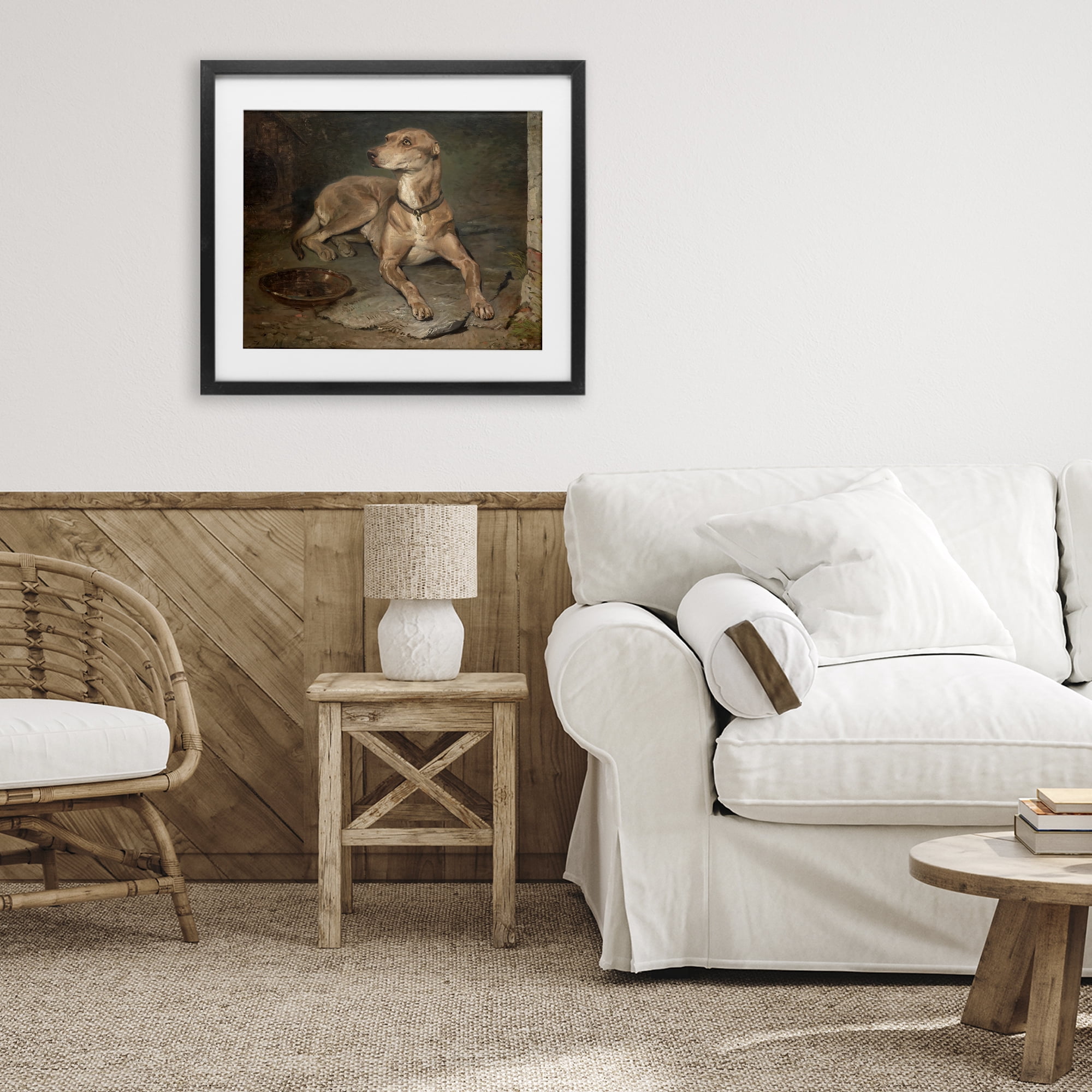 Stupell Industries Historical Dog & Bowl Black Framed Print Under Glass, design by Lil' Rue