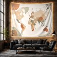 thumbnail image 6 of World Map Across an Earthy Botanical Setting, Calming Boho for Travel Lovers, Geography Wall Art, Housewarming Gift, Tapestry Wall Hanging for Bedroom and Study Room, 6 of 7