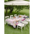 thumbnail image 3 of Outdoor Tablecloth with Umbrella Hole and Zipper, Spring Easter Rectangle Table Cloth 52x70 Inch Waterproof Tablecloth, Watercolor Floral Eggs Rabbits Leaf Pink Plaid Picnic Table Cover for Patio, 3 of 7