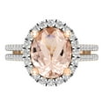 thumbnail image 2 of Dazzlingrock Collection 10X8mm Oval Morganite & Round White Diamond Halo Style Engagement Ring for Women (0.40 ctw, Color I-J, Clarity I1-I2) in 14K Rose Gold, Size 6.5, 2 of 5