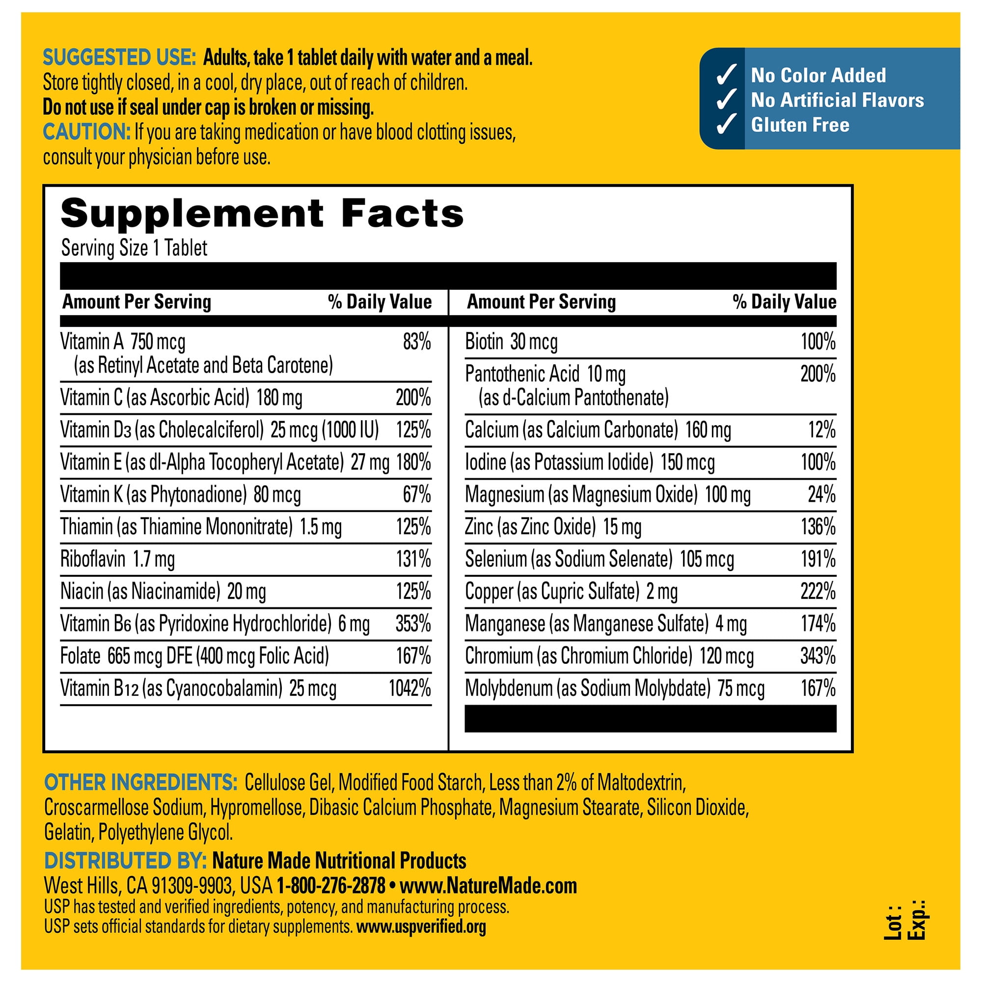 Nature Made Multi Vitamin For Men 50+, Men's Multivitamin for Nutritional Support, 210 Count