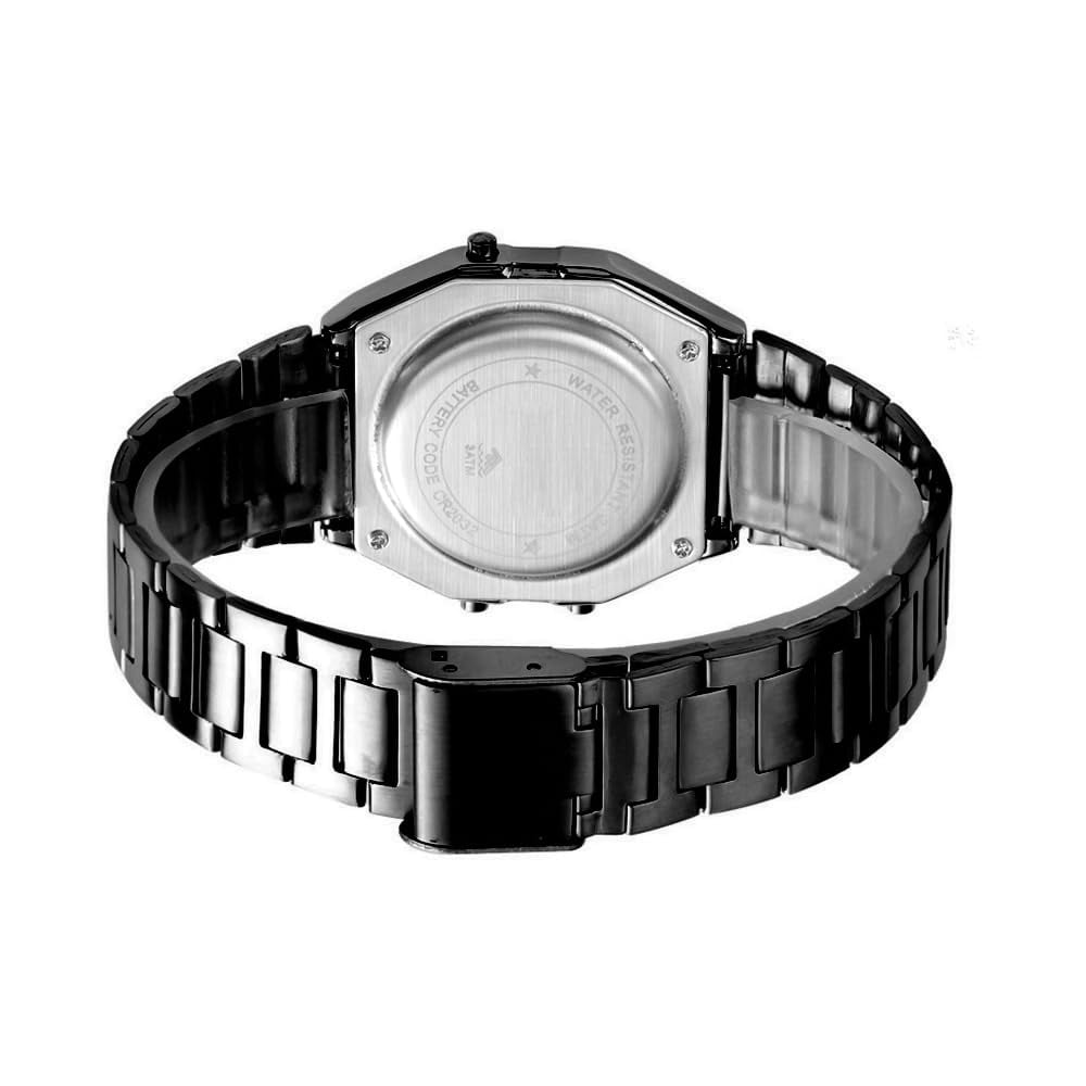 Classic Women's Digital Multifunction Sports Watch Stainless Steel Band Square Waterproof Electronic Led Watch