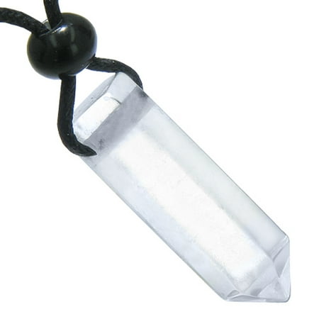 Divine Rock Pendant - Lucky Crystal Point Rock Quartz Wand Pendant Necklace on Adjustable Cord