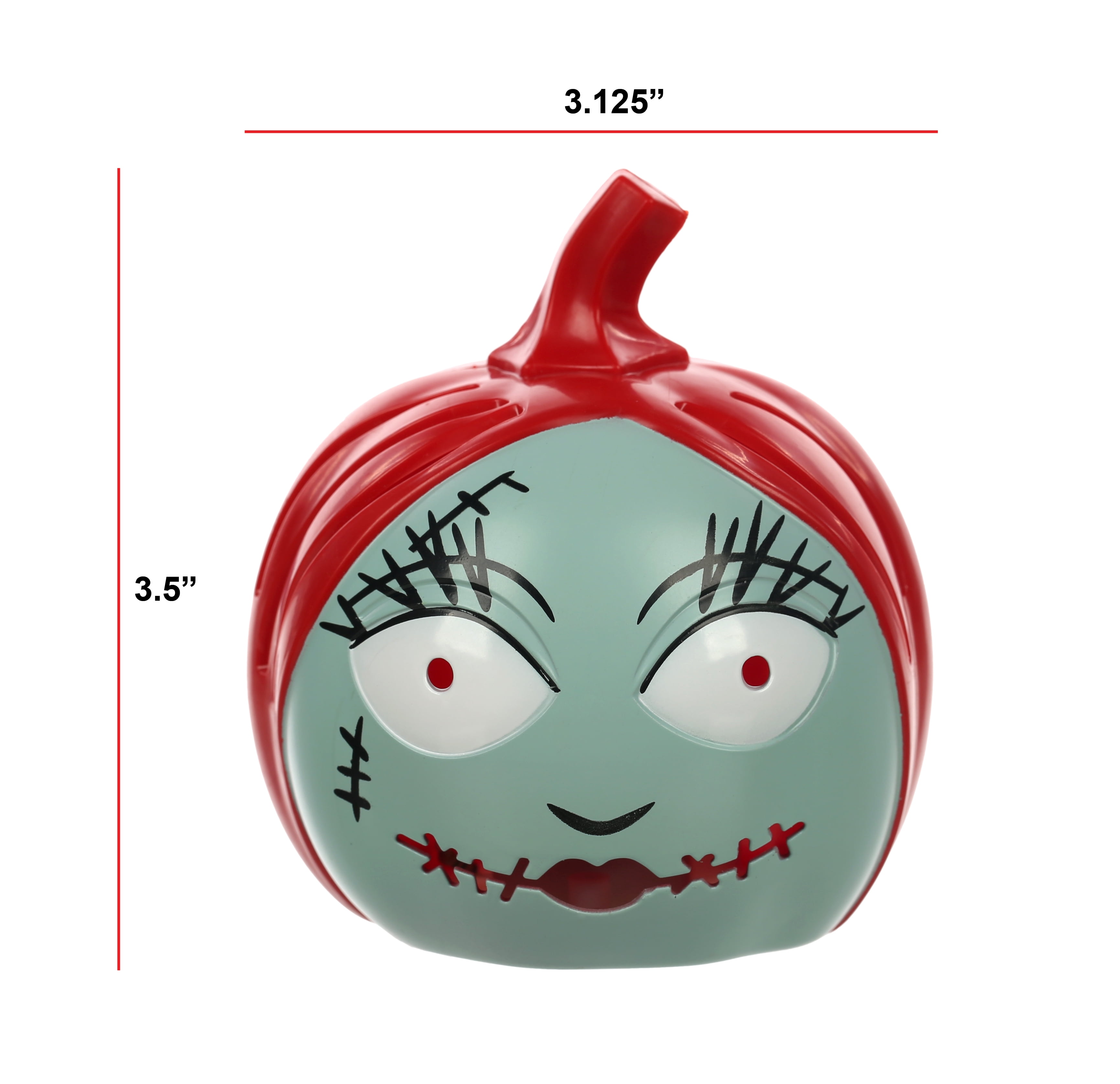 Disney's The Nightmare Before Christmas Sally Mini Light Up Halloween Pumpkin Decoration, 3.5", Multi Color, Rigid Plastic
