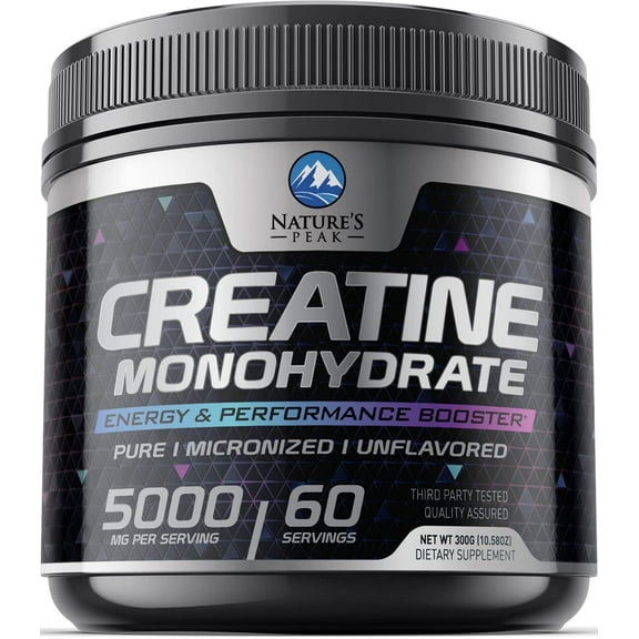 Creatine Powder 5000mg (5g) - Pure Micronized Creatine Monohydrate Supplement for Men & Women Unflavored - Creatine Nutritional Supports Muscle Growth & Strength, Vegan, Gluten-Free - 60 Servings