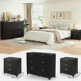 thumbnail image 5 of 2PCS Fluted Dresser with 3 Drawers Versatile Nightstand with Charging Station,Wide Chest of Modern Nightstand Cabinet for Bedroom,Living Room,Black, 5 of 8