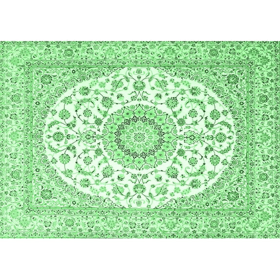 Ahgly Company Indoor Rectangle Medallion Emerald Green Traditional Area Rugs, 7' x 9'