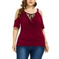 thumbnail image 5 of Uhndy Womens Plus Size Soft Loose Casual Tunic Top Short Sleeve Lace Patchwork Blouse T-Shirt Crewneck Pullover Shirts Tops-LQ, 5 of 6