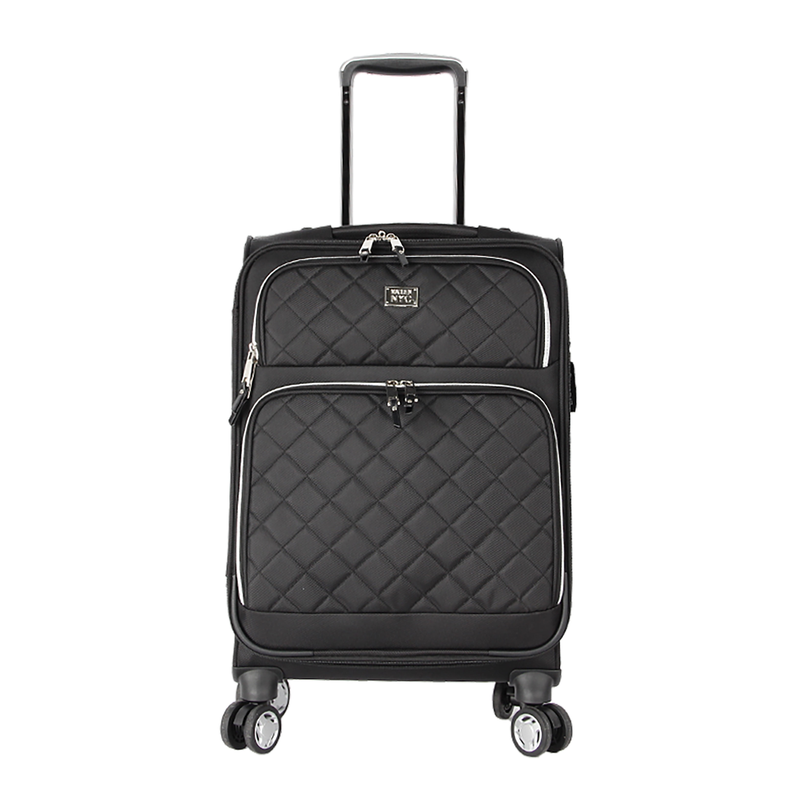 MADDEN NYC, Aesthetic Soft Side 20" Expandable Carry-on Luggage with Spinner Wheels, Black