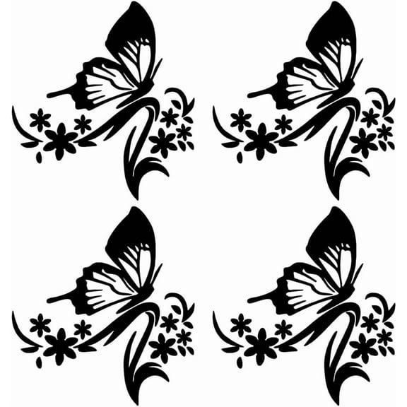 6 Sheets Butterfly Car Decal Set Car Rearview Mirror Stickers Decals Vinyl Waterproof Self-Adhesive Decals Car Laptop Window Bumper Sticker for SUV Truck Motorcycle Doors Laptop 6sheets