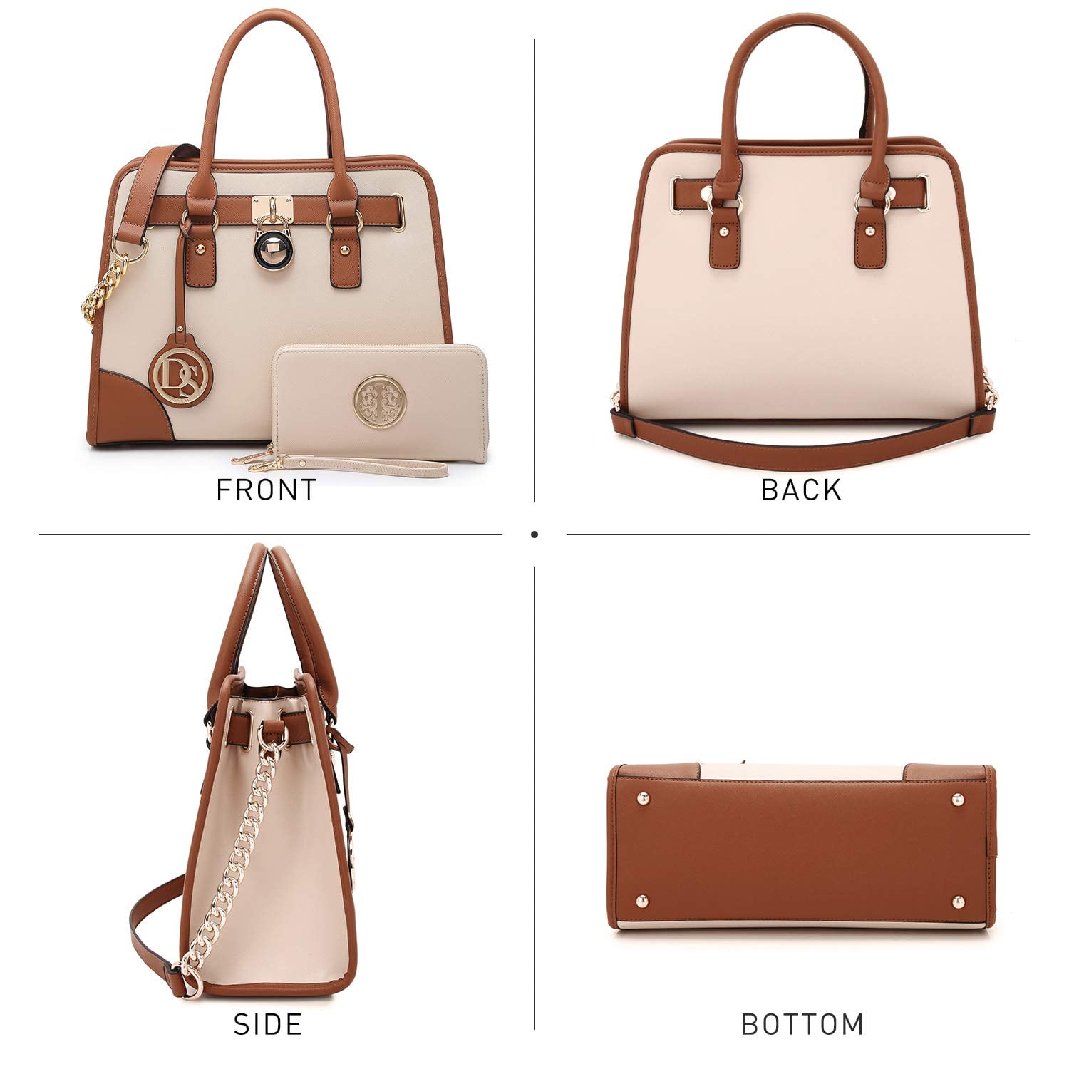 Dasein Women Handbags Top Handle Satchel Purse Shoulder Bag Briefcase Hobo Bag Set 2Pcs