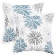 thumbnail image 1 of Paquete de 2 fundas de almohada decorativas de vellón con flores florecientes en dos tonos para sofá, cama, sofá, decoración de estilo rústico, azul y gris, 1 of 5
