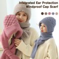 thumbnail image 2 of Integrated Ear Protection Windproof Caps Scarf Knitting Hat Thickening, 2 of 9
