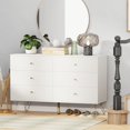 thumbnail image 6 of Dresser for Bedroom, 6 Drawer Dresser with Golden Handle, Chest of Drawers Wooden Dressers for Hallway, Living Room, Nursery Room, White, 6 of 17