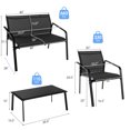 thumbnail image 3 of Gymax 4PCS Patio Conversation Futniture Set w/ Fabric and Anti-Rust Steel Frame Black, 3 of 10