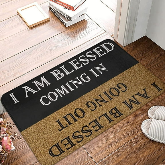Welcome Doormat I Am Blessed Coming in I Am Blessed Going Out Indoor Outdoor Entrance Door Mat Bath Rug Decorative Front Door Mats Kitchen Door Mats Porch Mats Home Decor 17x30 Inch