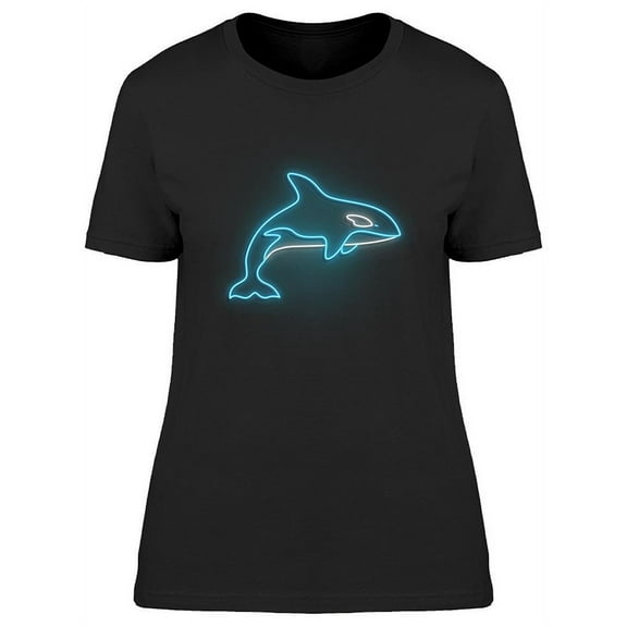 Blue Whale Neon Design  T-Shirt Women -Image by Shutterstock, Female Large