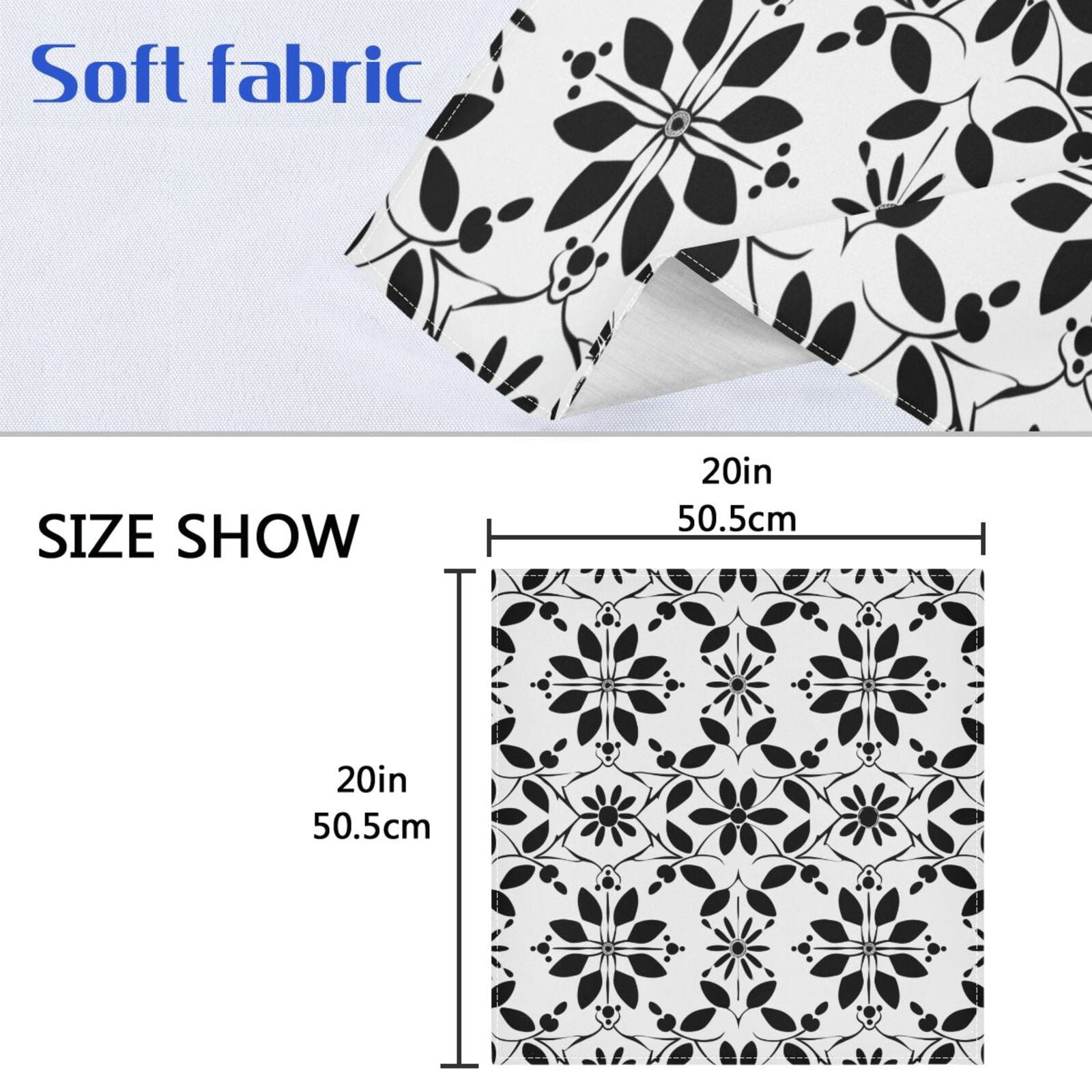 JSTEL Geometric Abstract Floral Cloth Napkins Set of 6, 20x20 Inch Washable and Reusable Napkin for Decoupage Dinner Party Everyday Use