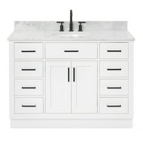 Ariel Hepburn 49 In. Oval Sink Vanity With Carrara White Countertop In White