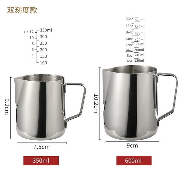 Milk Frothing Pitcher, 12 Oz Milk Frother Steamer Cup Stainless Steel