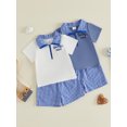 thumbnail image 3 of BemeyourBBs Toddler Baby Boys Summer Clothes Baby Boy Fathers Day Outfits Daddy's Mini Letter Embroidery Zipper-Up Short Sleeve T-Shirts Elastic Waist Plaid Shorts 2Pcs Set, 3 of 9
