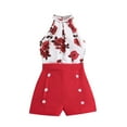 thumbnail image 2 of HAOTAGS Girls' Sleeveless Round Neck Tank Top Summer Loose Botton Printed Shorts Sets Red Size 7-8 Years, 2 of 9