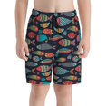 thumbnail image 2 of Cauagu Colorful Fish Print Swim Trunks for Men,Youth Boys Swim Shorts Compression Liner Beach Shorts Boys' Swimming Shorts 7-20 Years Bathing Suit-Large, 2 of 7