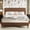 Dark Brown, variant on Frostbloom Queen Bed Frame, Upholstered Faux Leather Platform Bed with Adjustable Headboard, Orange Brown