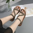 thumbnail image 5 of Bohemian Fashion Wooden Beads Rhinestones Wedge Comfortable Large Size Sandals for Women, 5 of 8