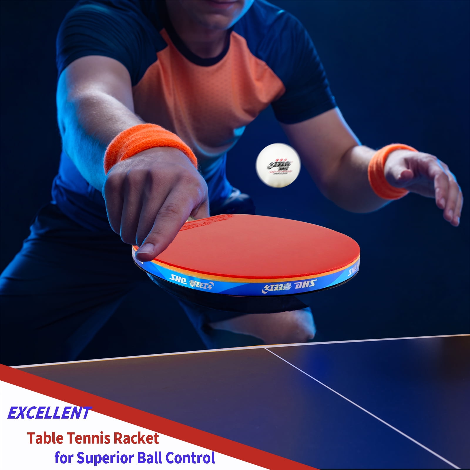 DHS Ping Pong Paddles Professional Table Tennis Racket with Hurricane Rubber Carrying Case - ITTF Approved Rubber for Tournament Play