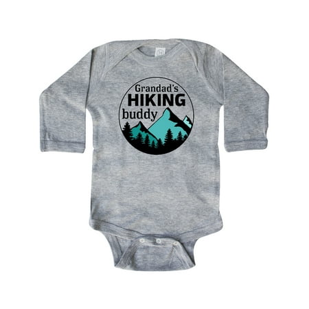 

Inktastic Grandad s Hiking Buddy with Mountains and Trees Gift Baby Boy or Baby Girl Long Sleeve Bodysuit