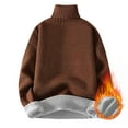 thumbnail image 2 of TFEOQRY Men's Turtleneck Sweater Loose Thickened Thermal Knitted Long Sleeve Pullover Casual Fall Winter Warm Tops Coffee, 2 of 5