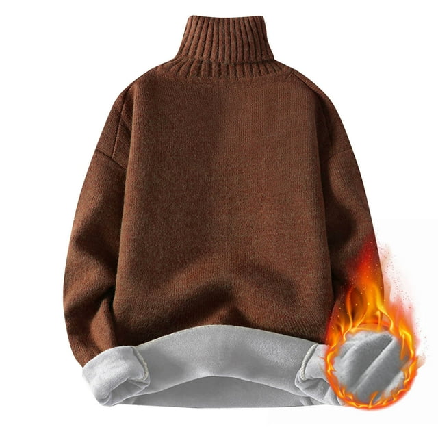 RKSTN Chandails pour Hommes Chandail Décontracté Uni Épaissi à Manches Longues Col Roulé Mode Automne