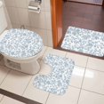 thumbnail image 4 of Light Blue Flower Bath Mat 3 Piece Bathroom Rug Set, Vintage Farmhouse Boho Leaf Spring Non Slip Bath Rug Contour Mat and Toilet Lid Cover, Absorbent Shower Mats Soft Bath Rugs and Mats Sets, 4 of 8