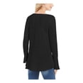 thumbnail image 2 of STYLE & COMPANY Womens Black Ribbed Patterned Long Sleeve Jewel Neck Blouse Petites PL, 2 of 4