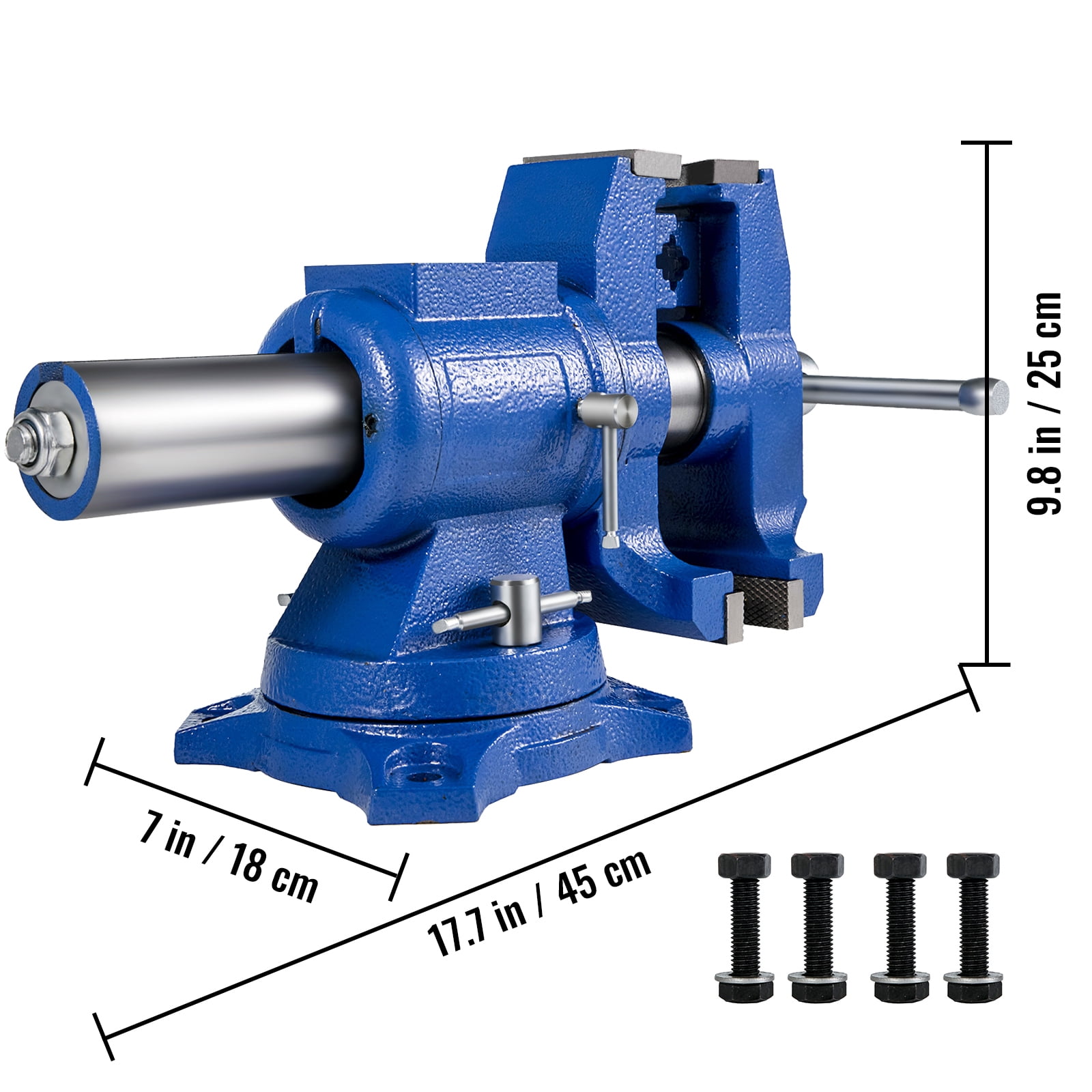 KFFKFF 5" Robust Workbench Clamp, Dual Pivoting Rotating Clamp Head/Body Swivels 360°,Pipe Clamp Bench Clamps 30Kn Grip Strength, for Securing Tools in Residential or Commercial Settings