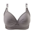 thumbnail image 2 of YWDJ Bras for Women Plus Size Closure in Back Comfortable Bras No Underwire Bras Wide Strap Full Coverage Push up Wrap Sleep Bras Padded Plus Size Comfortable Bras Comfy Bras Gray 2XL, 2 of 3