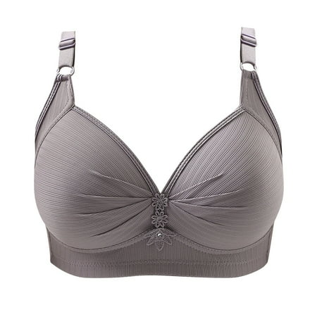 Ecqkame Bras for Women No Underwire Push Up Plus Size Daily Bra Solid Color Breathable Bras Sports Bras For Women 1PC-Gray B XS on Clearance