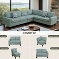 thumbnail image 3 of Aukfa 6-Seater L Shaped Sectional Sofa Modular Couch for Living Room, 2Pillows, Flannel, Pale Green, 3 of 6