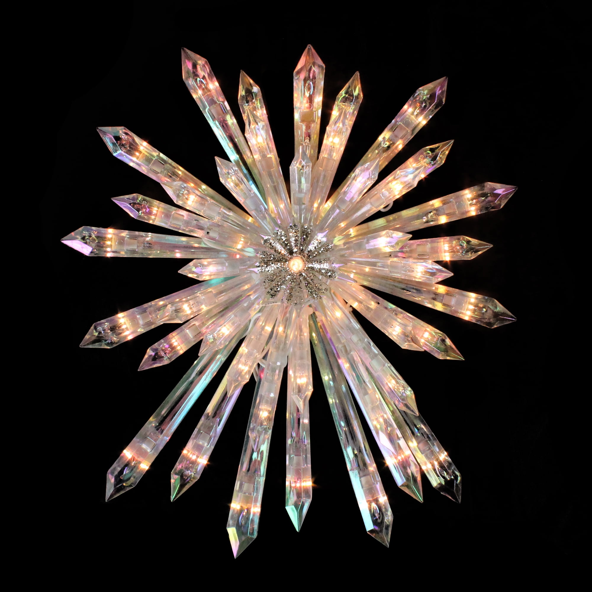 13.5" Lighted Iridescent Icicle Christmas Tree Topper Clear Lights