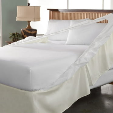 King Size Easy To Use Wraparound Bed Skirt Tailored Split Corner Design Non Slip Band 14 Drop White Color Com King Size Easy To Use Wraparound Bed, Bed Skirts For Split Cal King Adjustable Systems