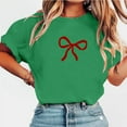 thumbnail image 5 of Felirenzacia Women's Bow Tie Graphic T Shirt Short Sleeves Summer Pullover Tee Top for Summer Big Women's Green,L, 5 of 5