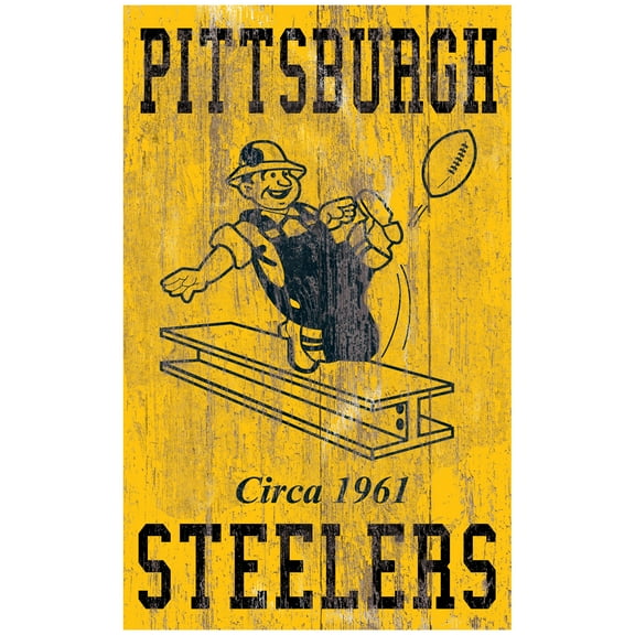 Pittsburgh Steelers 11'' x 19'' Heritage Distressed Logo Sign