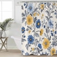 thumbnail image 5 of Yellow Blue Flower Shower Curtain, 72" x 72", Abstract Floral Art Leaf Vintage Waterproof Bathroom Curtain Washable Shower Curtain Set with 12 Hooks, 5 of 6