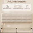 thumbnail image 4 of HOMCOM Queen Bed Frame with Upholstered Headboard Platform Bed Frame Cream, 4 of 10