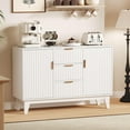 thumbnail image 4 of Juiluna Fluted Buffet Storage Cabinet, 47.2in Large Coffee Bar Kitchen Sideboard Cupboard with 3 Drawers 2 Doors for Living Room Entryway, Oak/White, 4 of 8