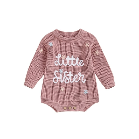 BemeyourBBs Baby Girl Sweater Romper Round Neck Long Sleeve Knit Jumpsuit
