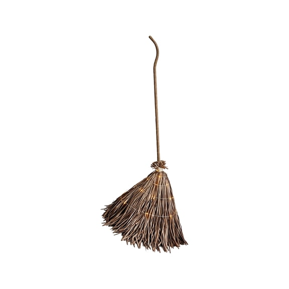 Lighted Halloween Witch Broom Decoration With Warm White Lights For Porch Decor