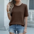 thumbnail image 6 of Short Sleeve Sweater for Women Lightweight Crew Neck Sweatshirt Business Casual Tops Spring Summer Soft Pullover, L, 6 of 8