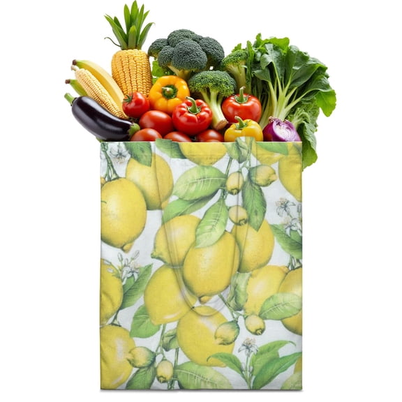 Cute Lemon Print Reusable Grocery Bag - Ideal for Busy Parents & Shoppers